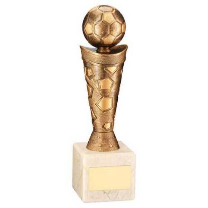 Picture of Bronze~gold Plastic Football Figure On Cream Marble Trophy