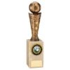 Picture of Bronze|gold Plastic Football Figure On Cream Marble Trophy - (1in Cen) 10in