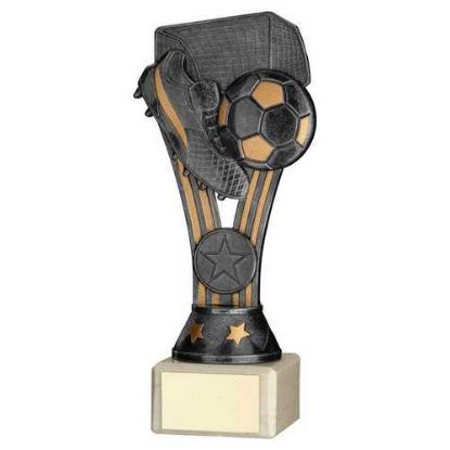 Picture of Pewter|gold Plastic Wembley Figure On Cream Marble Trophy (1in Cen) - 7.25in