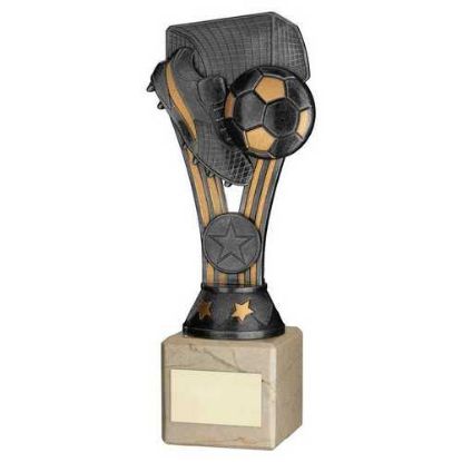 Picture of Pewter|gold Plastic Wembley Figure On Cream Marble Trophy (1in Cen) - 8in
