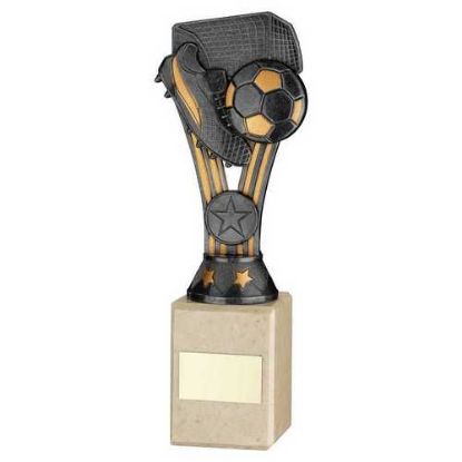 Picture of Pewter|gold Plastic Wembley Figure On Cream Marble Trophy (1in Cen) - 9in