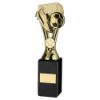 Picture of Gold|black Plastic Wembley Figure On Black Marble Trophy (1in Cen) - 10in