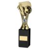 Picture of Gold|black Plastic Wembley Figure On Black Marble Trophy (1in Cen) - 10in