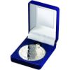 Picture of Blue Velvet Box And 50mm Medal Horse Trophy Silver - 3.5in