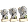 Picture of Pew|gold Tennis Ball With Racket On Brz Base With Plate (1in Cen) - 6.25in