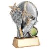 Picture of Pew|gold Tennis Ball With Racket On Brz Base With Plate (1in Cen) - 6.25in
