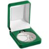 Picture of Green Velvet Box And 50mm Tennis Medal Trophy Matt Silver|silver - 3.5in