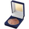Picture of Blue Velvet Box And 50mm Medal Tennis Trophy Bronze - 3.5in