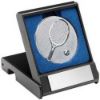 Picture of Black Plastic Box With Tennis Insert Trophy Silver - 3.5in