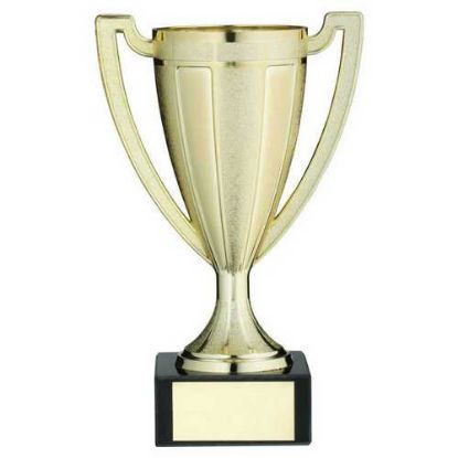 Picture of Gold Plastic Stippled Trophy Cup With Plate
