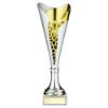 Picture of Silver|gold Plastic Stippled Trophy Cup With Plate - 12.5in