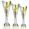 Picture of Silver|gold Plastic Stippled Trophy Cup With Plate - 12.5in