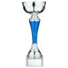 Picture of Silver|blue Snakeskin Trophy Cup With Plate - 8.5in