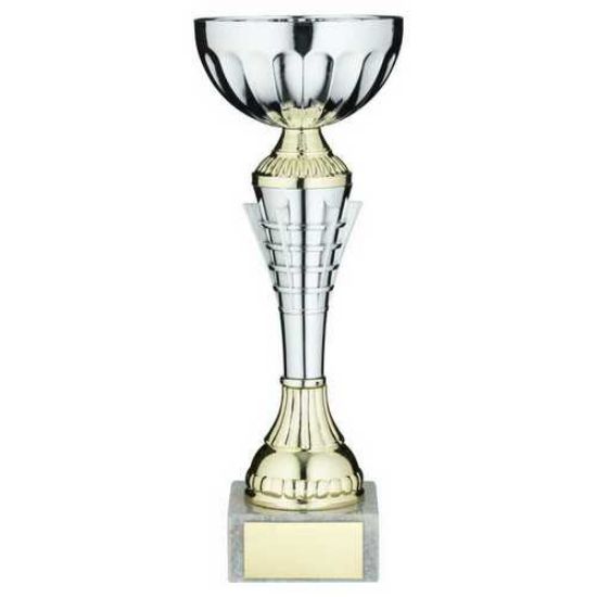 Trophy Distributors - Silv|gold Spiro Trophy Cup With Plate - 7.5in
