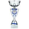 Picture of Silver|blue Shield Trophy Cup With Plate (2in Centre) - 14.25in