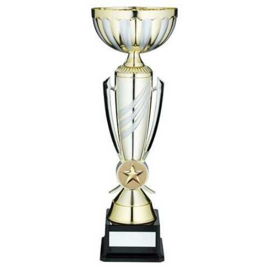Trophy Distributors - Gold|matt Silver 3 Stripe Trophy Cup With Plate ...