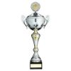 Picture of Silver|gold Trophy Cup With Handles, Lid And Plate (2in Centre) - 18.25in