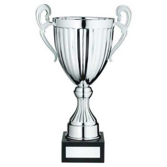 Trophy Distributors - Silver Conical Trophy Cup With Handles And Plate ...