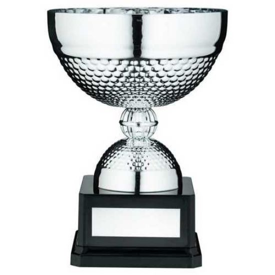 Trophy Distributors - Silver Dimple Bowl Trophy With Plate - 8.75in