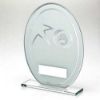 Picture of White|silver Printed Glass Oval With Gaelic Football Insert And Plate - 6.5in