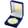 Picture of Blue Velvet Box And Gold 50mm Medal Referee Trophy - 3.5in