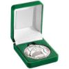 Picture of Green Velvet Box And 50mm Medal Gaelic Football Trophy Silver - 3.5in