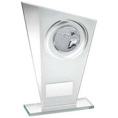 Picture of White~silver Printed Glass Plaque With Shooting Insert And Plate