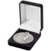 Picture of Black Velvet Box And 50mm Badminton Medal Trophy Matt Silver|silver - 3.5in