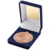 Picture of Blue Velvet Box And 50mm Medal Badminton Trophy Bronze - 3.5in