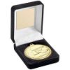 Picture of Black Velvet Box And 50mm Swimming Medal Trophy Gold - 3.5in