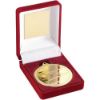 Picture of Red Velvet Box And 50mm Medal Swimming Trophy Gold - 3.5in
