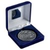 Picture of Blue Velvet Box And 60mm Medal Swimming Trophy Antique Silver - 4in