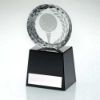 Picture of Clear Glass Golf Circle With Image On Black Plinth And Plate - 4.25in