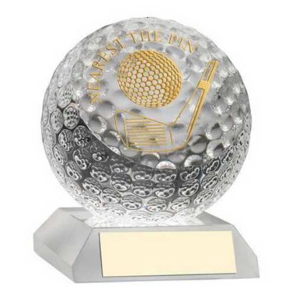 Picture of Clear Glass Golf Ball With Plate Nearest The Pin