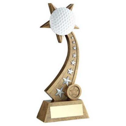 Picture of Brz~pew~white Golf Ball On Star Trail With Plate (1in Centre)