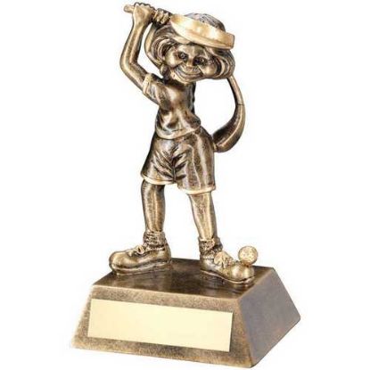 Picture of Brz~gold Female Comic Golf Figure With Plate