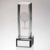 Picture of Clear Glass Lasered Golf Column On Black Base With Plate - 6.75in