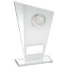 Picture of White|silver Printed Glass Plaque With Golf Insert With Plate - 6.5in