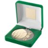 Picture of Green Velvet Box And 70mm Golf Medal Trophy Matt Silver|gold - 4in