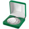 Picture of Green Velvet Box And 70mm Golf Medal Trophy Matt Silver|silver - 4in
