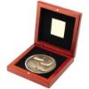 Picture of Rosewood Box And 70mm Medallion Golf Trophy Antique Gold - 4.5in