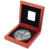 Picture of Rosewood Box And 70mm Medallion Golf Trophy Antique Silver - 4.5in