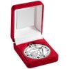 Picture of Red Velvet Box And 50mm Medal Golf Trophy Silver - 3.5in