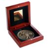 Picture of Rosewood Box And 60mm Medal Golf Trophy Antique Gold - 4.25in
