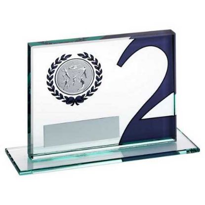 Picture of Jade Glass Plaque With Multi Athletics Insert And Plate Silver 2nd - 3.25 X 4in