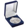 Picture of Blue Velvet Box And 50mm Multi Athletics Medal Trophy Matt Silver|silver - 3.5in