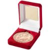 Picture of Red Velvet Box And 50mm Medal Running Trophy Bronze - 3.5in