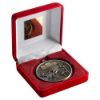 Picture of Red Velvet Box And 60mm Medal Athletics Trophy Antique Gold - 4in