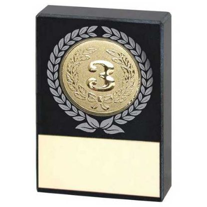 Picture of Black Marble With Silver|gold Wreath And Plate (1in Centre) - 2.5x1.75in