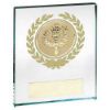 Picture of Jade Glass Block With Gold Wreath 12mm Thick With Plate (2in Centre) - 4 X 5in